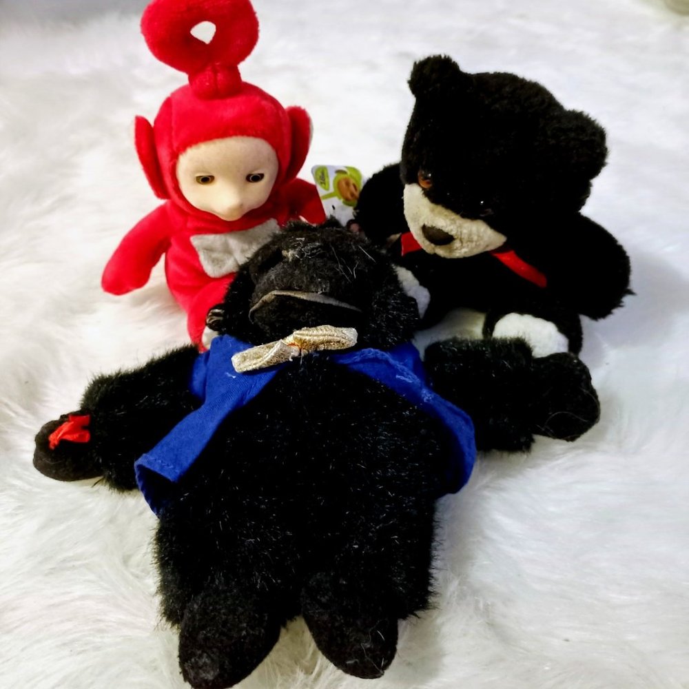 3 Plush Toys Teletubbie, Bear, Ape